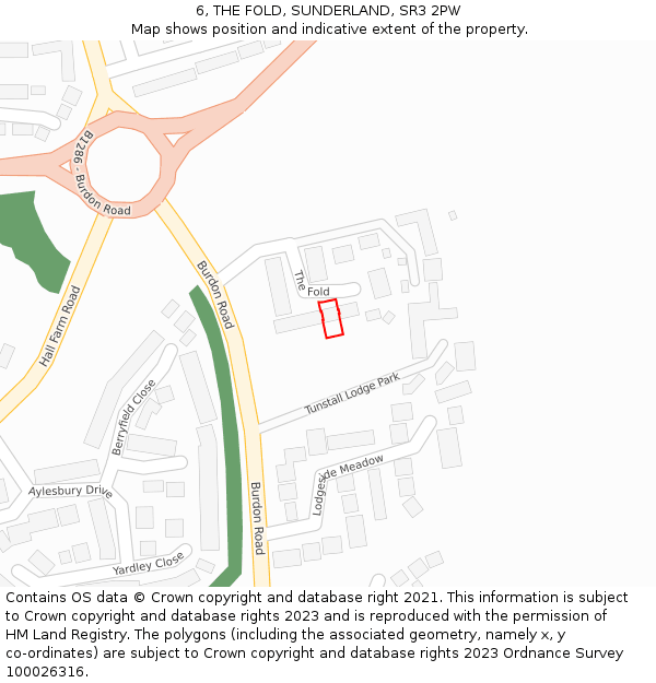 6, THE FOLD, SUNDERLAND, SR3 2PW: Location map and indicative extent of plot