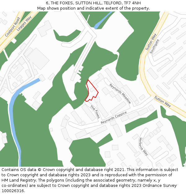 6, THE FOXES, SUTTON HILL, TELFORD, TF7 4NH: Location map and indicative extent of plot