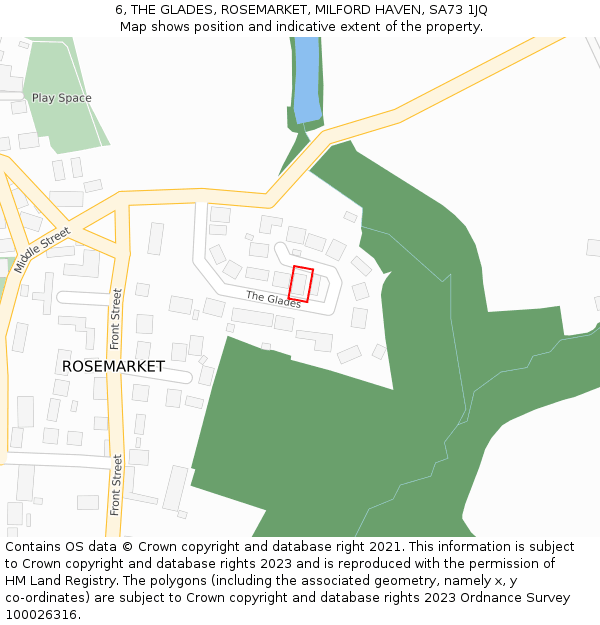 6, THE GLADES, ROSEMARKET, MILFORD HAVEN, SA73 1JQ: Location map and indicative extent of plot