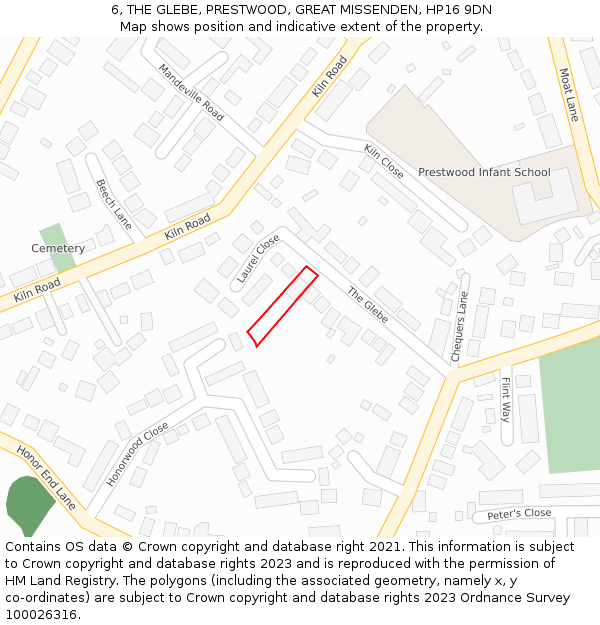 6, THE GLEBE, PRESTWOOD, GREAT MISSENDEN, HP16 9DN: Location map and indicative extent of plot