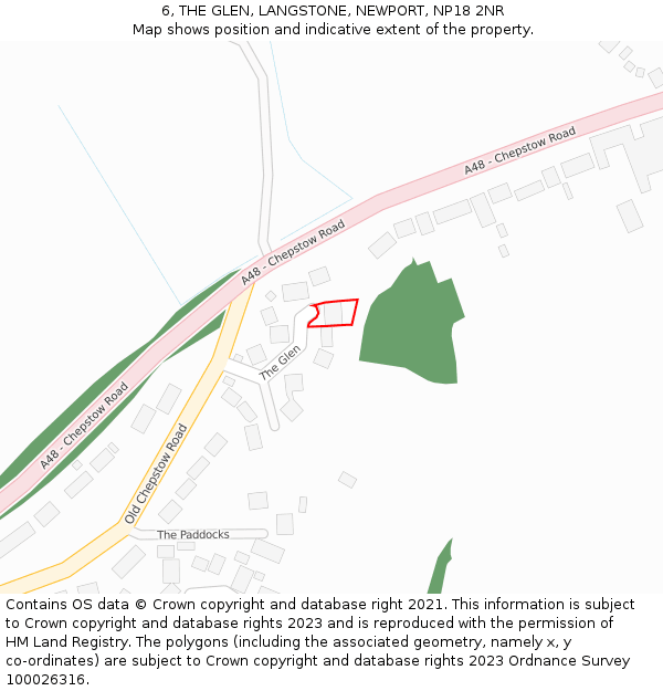 6, THE GLEN, LANGSTONE, NEWPORT, NP18 2NR: Location map and indicative extent of plot