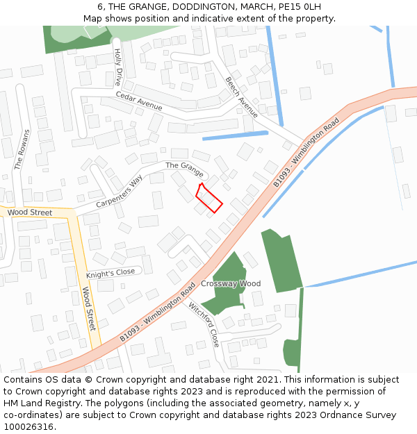 6, THE GRANGE, DODDINGTON, MARCH, PE15 0LH: Location map and indicative extent of plot