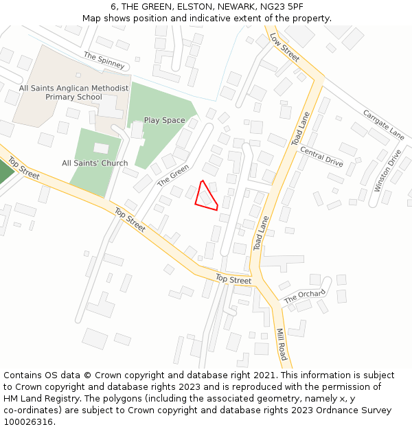 6, THE GREEN, ELSTON, NEWARK, NG23 5PF: Location map and indicative extent of plot