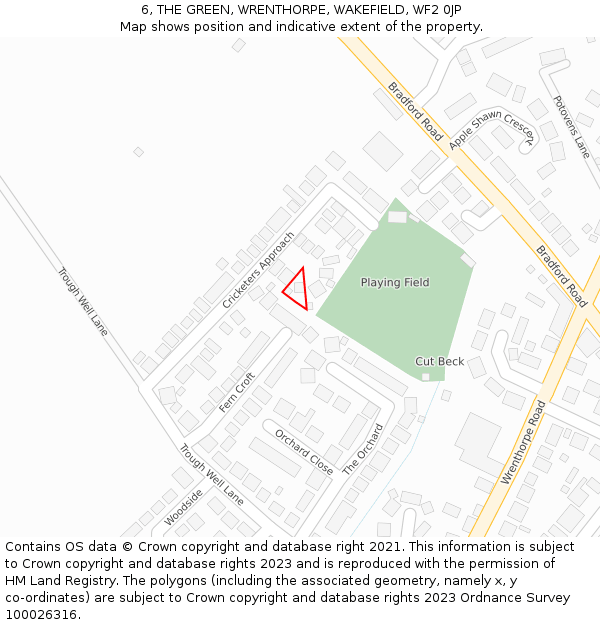 6, THE GREEN, WRENTHORPE, WAKEFIELD, WF2 0JP: Location map and indicative extent of plot