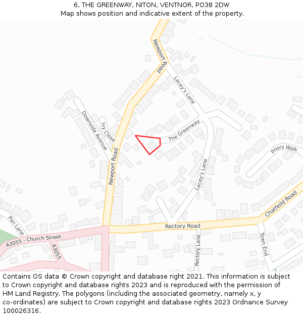 6, THE GREENWAY, NITON, VENTNOR, PO38 2DW: Location map and indicative extent of plot