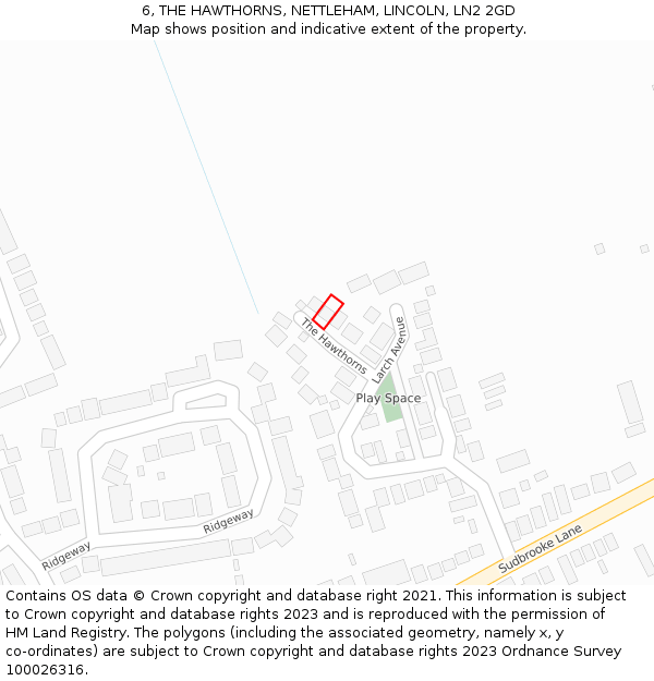 6, THE HAWTHORNS, NETTLEHAM, LINCOLN, LN2 2GD: Location map and indicative extent of plot