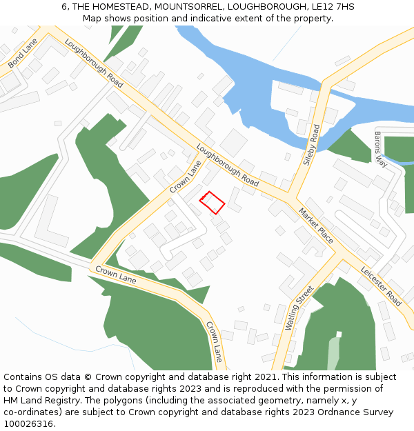 6, THE HOMESTEAD, MOUNTSORREL, LOUGHBOROUGH, LE12 7HS: Location map and indicative extent of plot