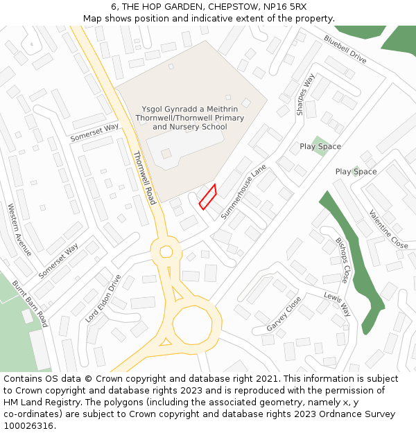 6, THE HOP GARDEN, CHEPSTOW, NP16 5RX: Location map and indicative extent of plot