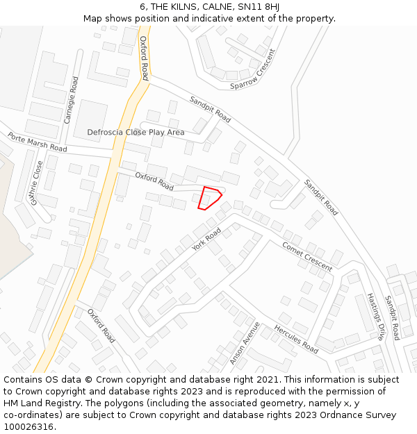 6, THE KILNS, CALNE, SN11 8HJ: Location map and indicative extent of plot