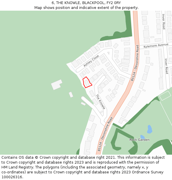 6, THE KNOWLE, BLACKPOOL, FY2 0RY: Location map and indicative extent of plot