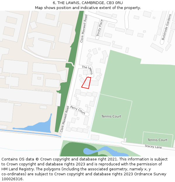 6, THE LAWNS, CAMBRIDGE, CB3 0RU: Location map and indicative extent of plot