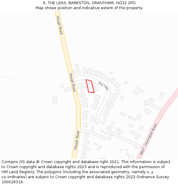 6, THE LEAS, BARKSTON, GRANTHAM, NG32 2PD: Location map and indicative extent of plot