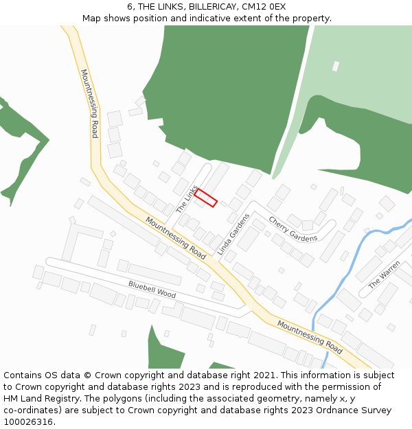 6, THE LINKS, BILLERICAY, CM12 0EX: Location map and indicative extent of plot