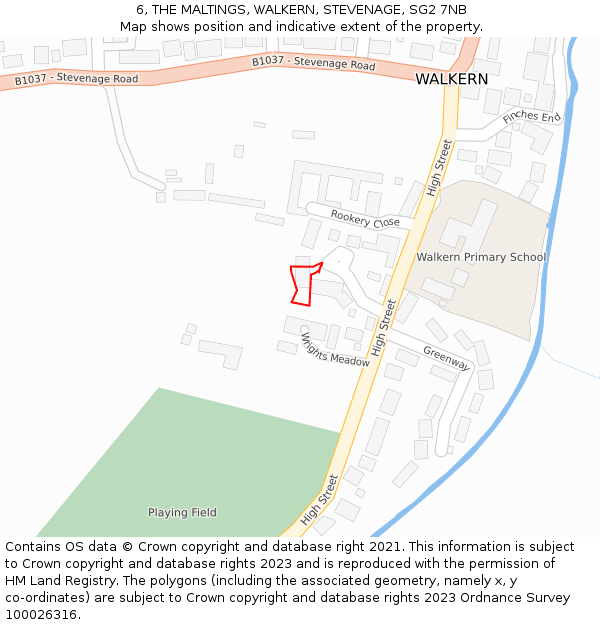 6, THE MALTINGS, WALKERN, STEVENAGE, SG2 7NB: Location map and indicative extent of plot