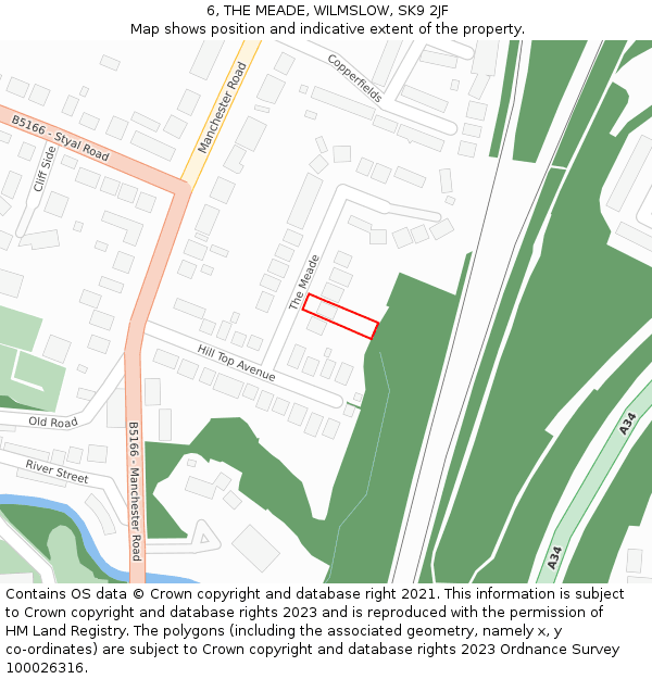 6, THE MEADE, WILMSLOW, SK9 2JF: Location map and indicative extent of plot