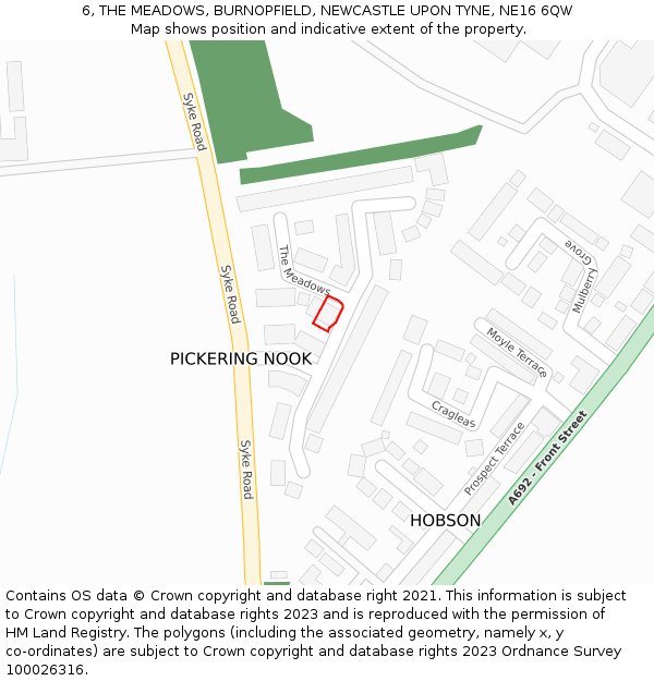 6, THE MEADOWS, BURNOPFIELD, NEWCASTLE UPON TYNE, NE16 6QW: Location map and indicative extent of plot