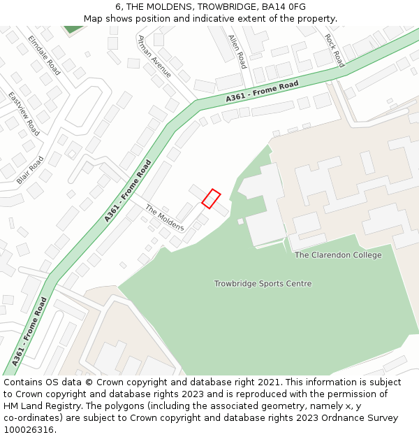 6, THE MOLDENS, TROWBRIDGE, BA14 0FG: Location map and indicative extent of plot