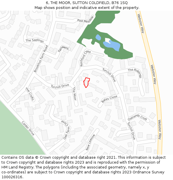 6, THE MOOR, SUTTON COLDFIELD, B76 1SQ: Location map and indicative extent of plot