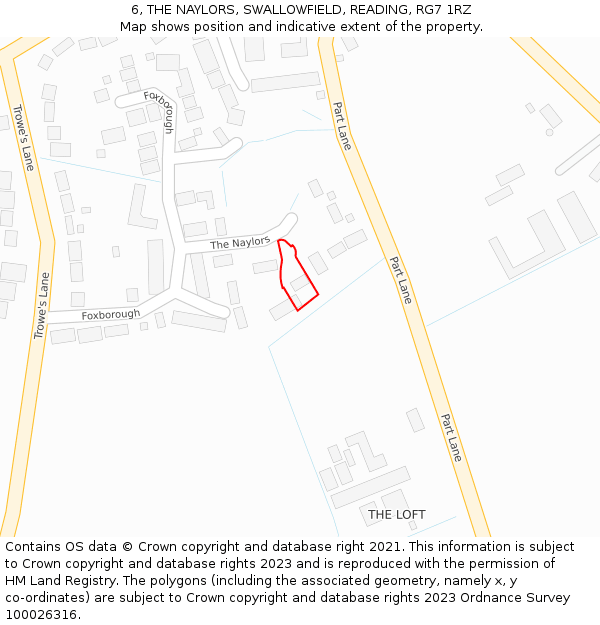 6, THE NAYLORS, SWALLOWFIELD, READING, RG7 1RZ: Location map and indicative extent of plot