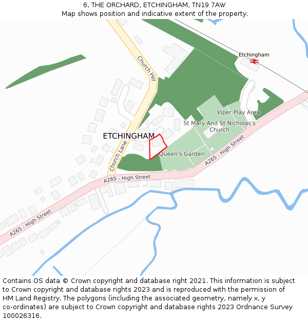 6, THE ORCHARD, ETCHINGHAM, TN19 7AW: Location map and indicative extent of plot