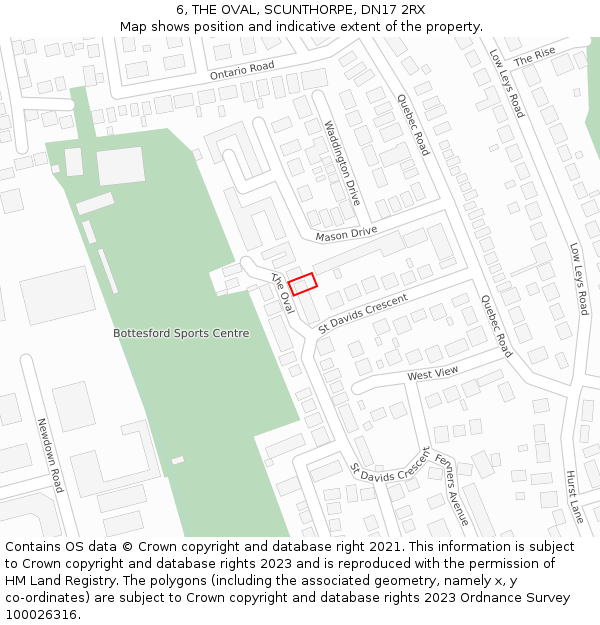 6, THE OVAL, SCUNTHORPE, DN17 2RX: Location map and indicative extent of plot