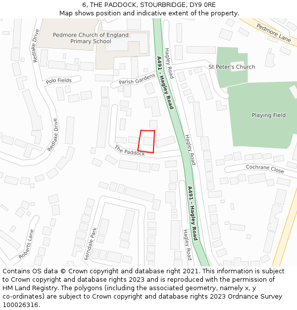 6, THE PADDOCK, STOURBRIDGE, DY9 0RE: Location map and indicative extent of plot