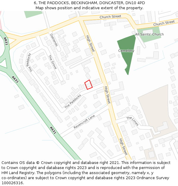 6, THE PADDOCKS, BECKINGHAM, DONCASTER, DN10 4PD: Location map and indicative extent of plot