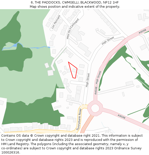 6, THE PADDOCKS, CWMGELLI, BLACKWOOD, NP12 1HF: Location map and indicative extent of plot