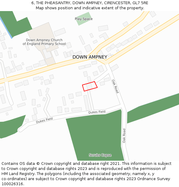 6, THE PHEASANTRY, DOWN AMPNEY, CIRENCESTER, GL7 5RE: Location map and indicative extent of plot