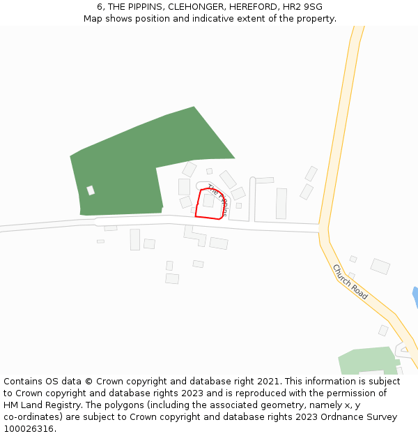 6, THE PIPPINS, CLEHONGER, HEREFORD, HR2 9SG: Location map and indicative extent of plot