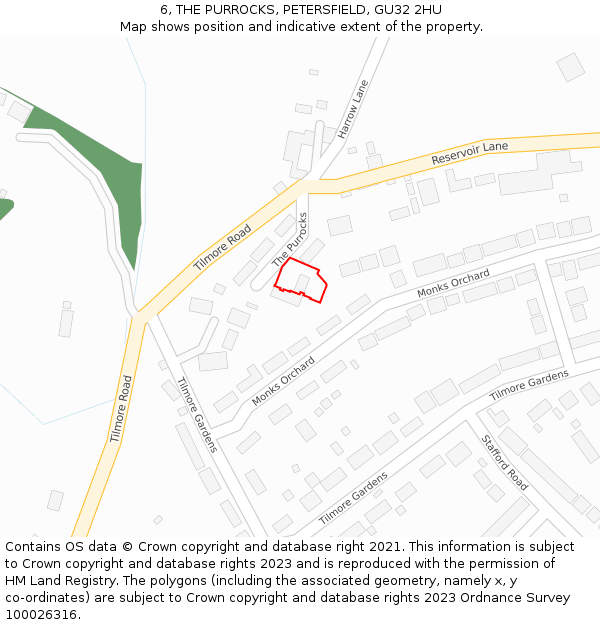 6, THE PURROCKS, PETERSFIELD, GU32 2HU: Location map and indicative extent of plot