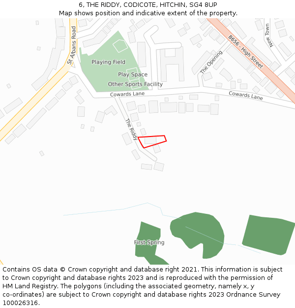6, THE RIDDY, CODICOTE, HITCHIN, SG4 8UP: Location map and indicative extent of plot