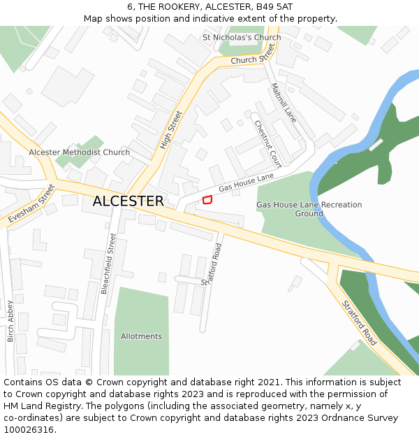 6, THE ROOKERY, ALCESTER, B49 5AT: Location map and indicative extent of plot