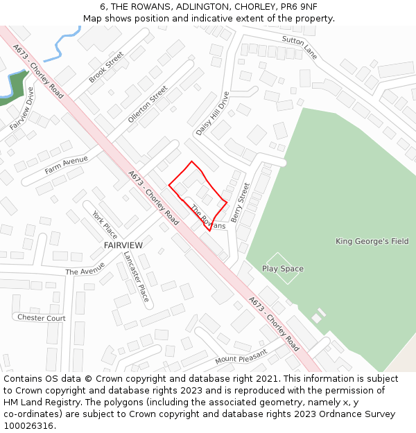 6, THE ROWANS, ADLINGTON, CHORLEY, PR6 9NF: Location map and indicative extent of plot