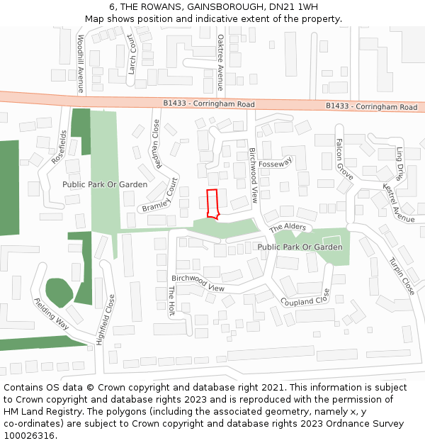 6, THE ROWANS, GAINSBOROUGH, DN21 1WH: Location map and indicative extent of plot