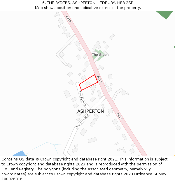 6, THE RYDERS, ASHPERTON, LEDBURY, HR8 2SP: Location map and indicative extent of plot