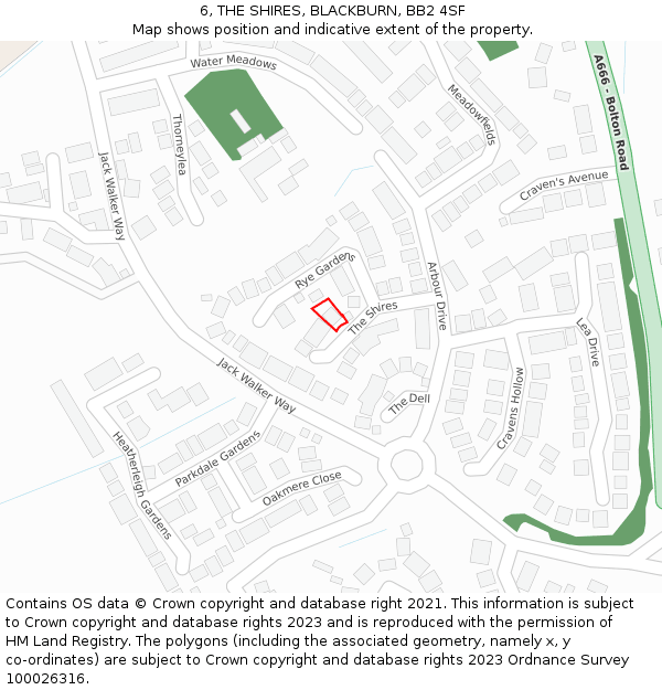 6, THE SHIRES, BLACKBURN, BB2 4SF: Location map and indicative extent of plot