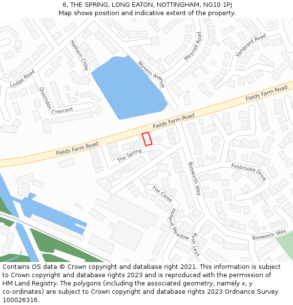 6, THE SPRING, LONG EATON, NOTTINGHAM, NG10 1PJ: Location map and indicative extent of plot