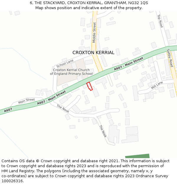 6, THE STACKYARD, CROXTON KERRIAL, GRANTHAM, NG32 1QS: Location map and indicative extent of plot