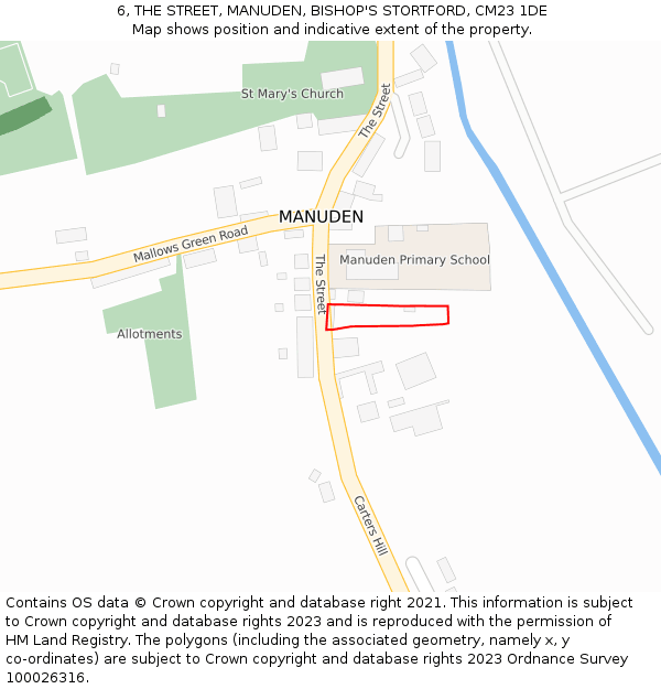 6, THE STREET, MANUDEN, BISHOP'S STORTFORD, CM23 1DE: Location map and indicative extent of plot