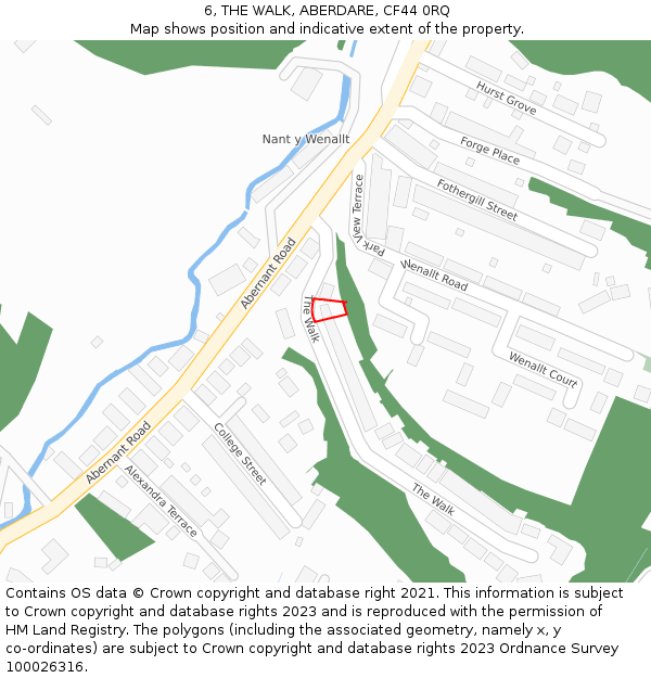 6, THE WALK, ABERDARE, CF44 0RQ: Location map and indicative extent of plot