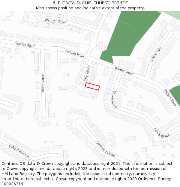 6, THE WEALD, CHISLEHURST, BR7 5DT: Location map and indicative extent of plot
