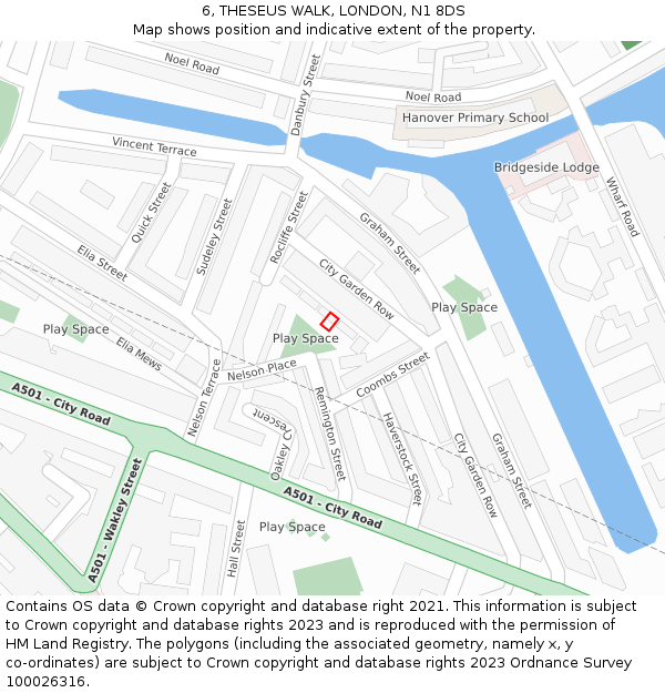 6, THESEUS WALK, LONDON, N1 8DS: Location map and indicative extent of plot