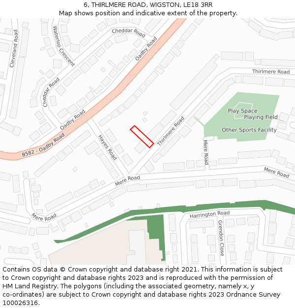 6, THIRLMERE ROAD, WIGSTON, LE18 3RR: Location map and indicative extent of plot