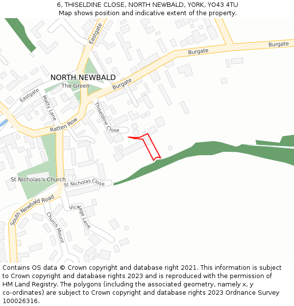 6, THISELDINE CLOSE, NORTH NEWBALD, YORK, YO43 4TU: Location map and indicative extent of plot