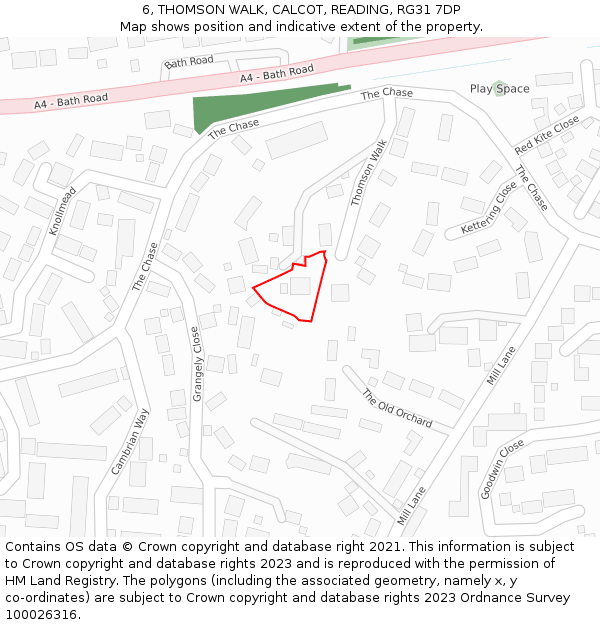 6, THOMSON WALK, CALCOT, READING, RG31 7DP: Location map and indicative extent of plot