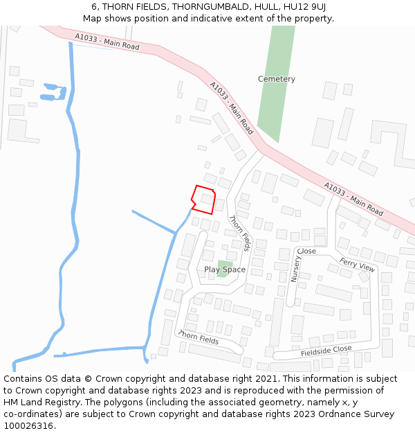 6, THORN FIELDS, THORNGUMBALD, HULL, HU12 9UJ: Location map and indicative extent of plot