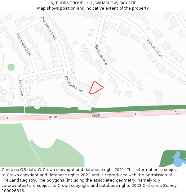 6, THORNGROVE HILL, WILMSLOW, SK9 1DF: Location map and indicative extent of plot