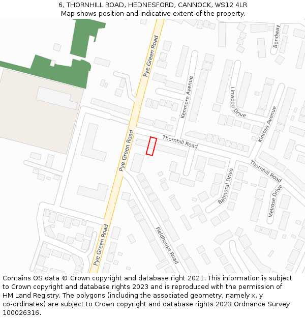 6, THORNHILL ROAD, HEDNESFORD, CANNOCK, WS12 4LR: Location map and indicative extent of plot