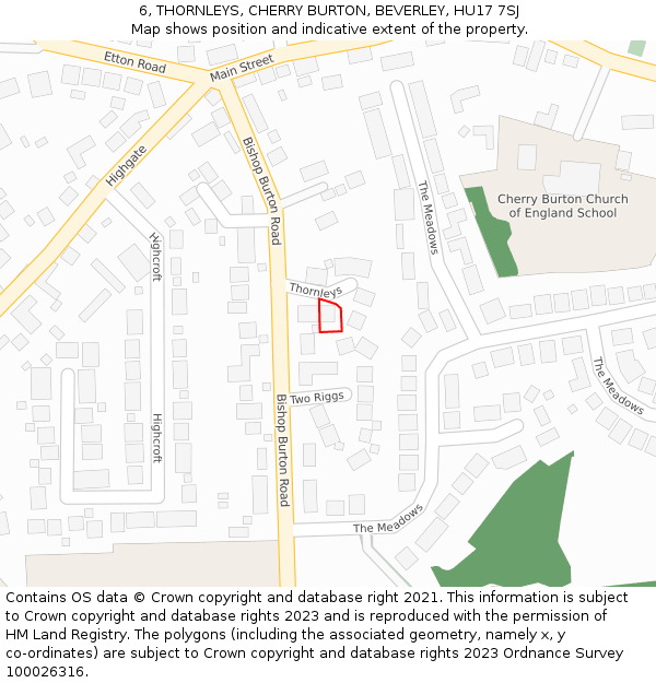 6, THORNLEYS, CHERRY BURTON, BEVERLEY, HU17 7SJ: Location map and indicative extent of plot